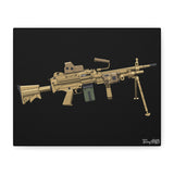 M249 SAW – Belt-Fed Canvas Print (Black Background)