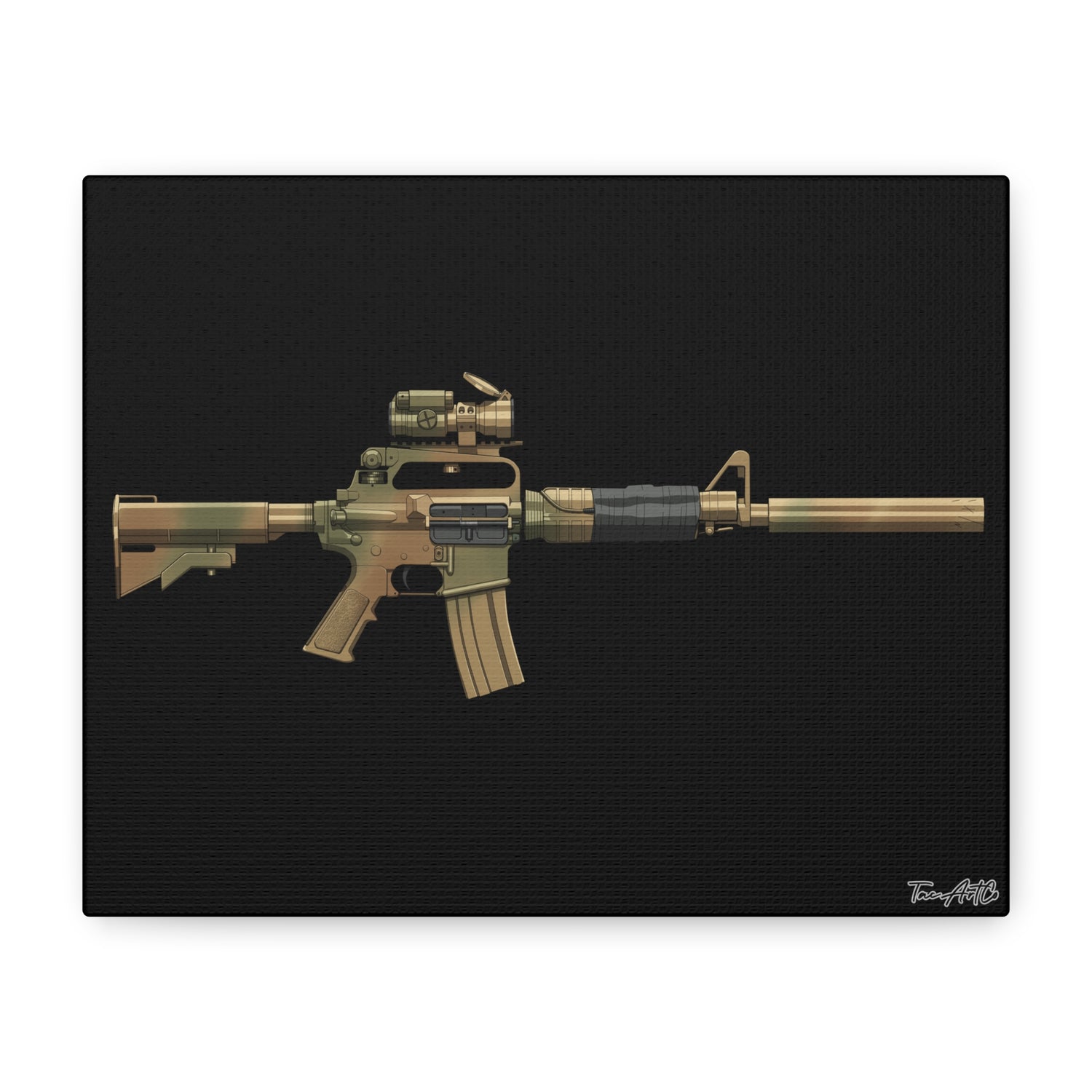 Gordy CAR-15 - Canvas Print (Black Background)