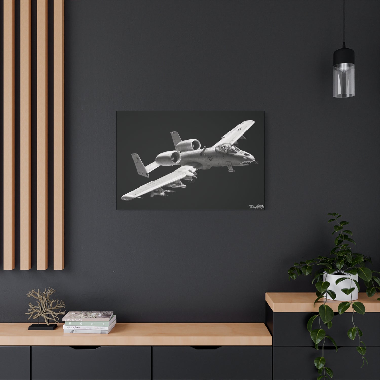 A-10 Warthog – Canvas Print (Black Background)