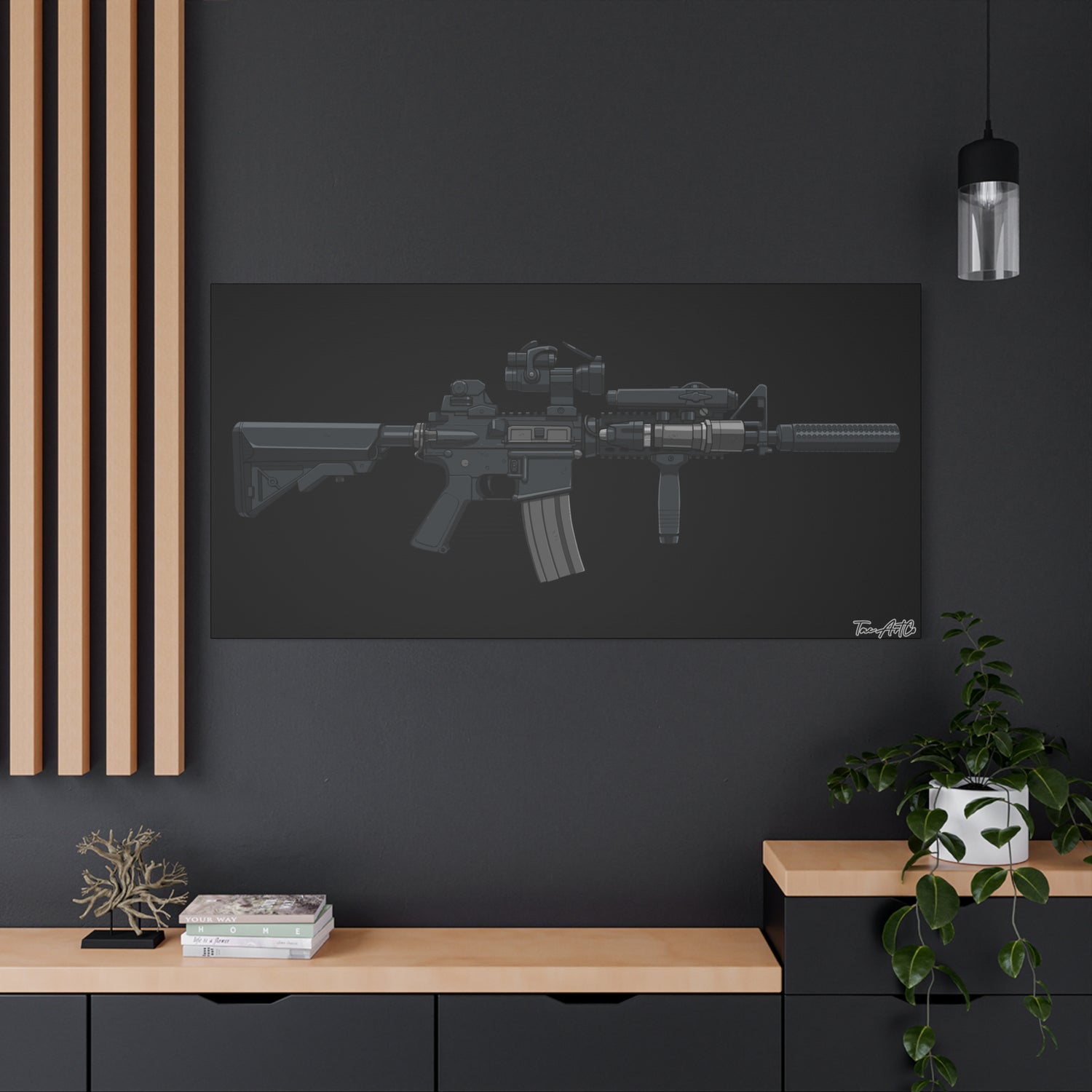 MK18 Mod 0 – CQBR Canvas Print (Black Background)