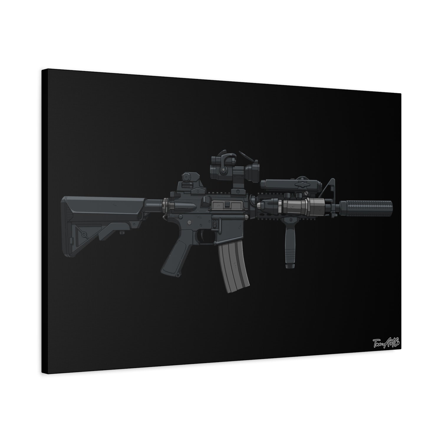 MK18 Mod 0 – CQBR Canvas Print (Black Background)