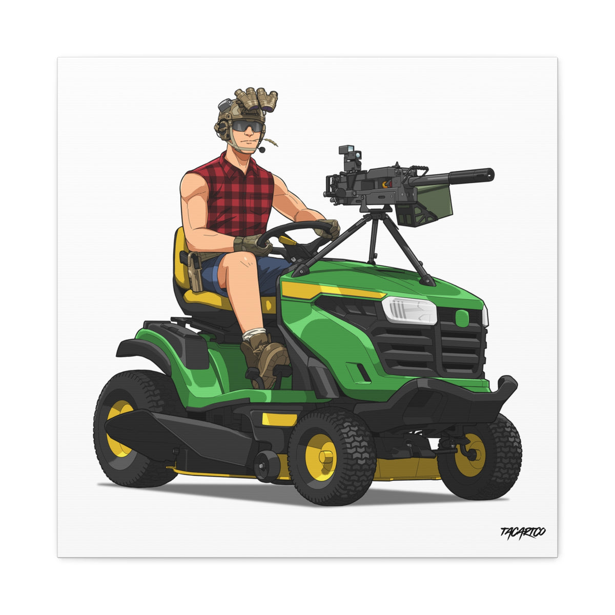 Freedom Cuts Tactical Lawn Mower - Canvas Print (White Background)