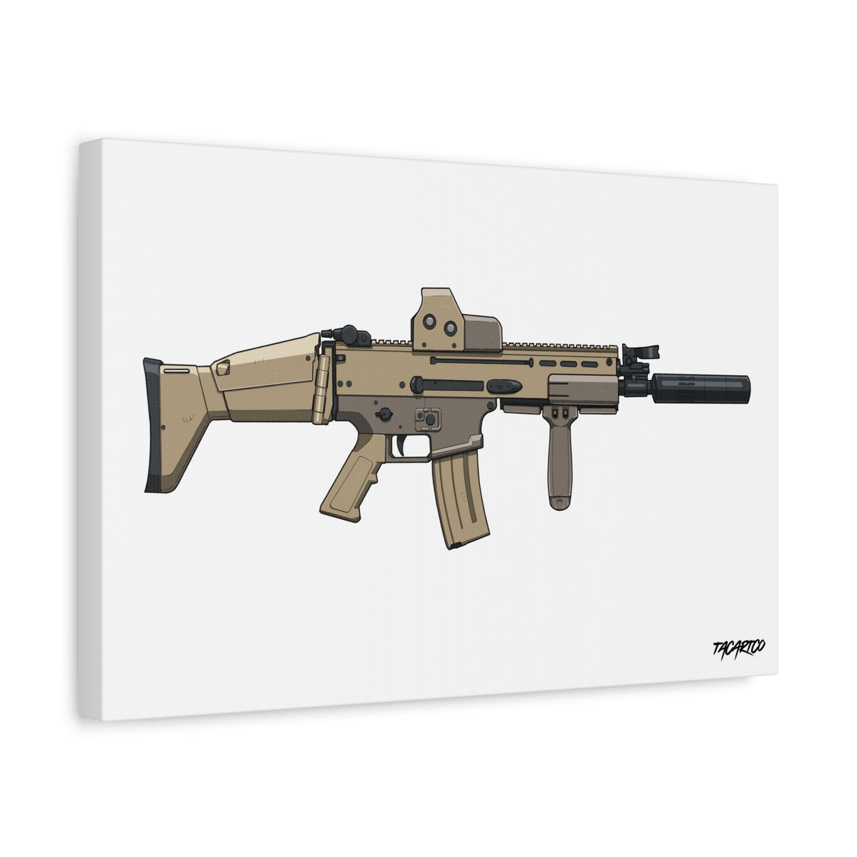 FN SCAR-L Short Barrel - Canvas Print (White Background)