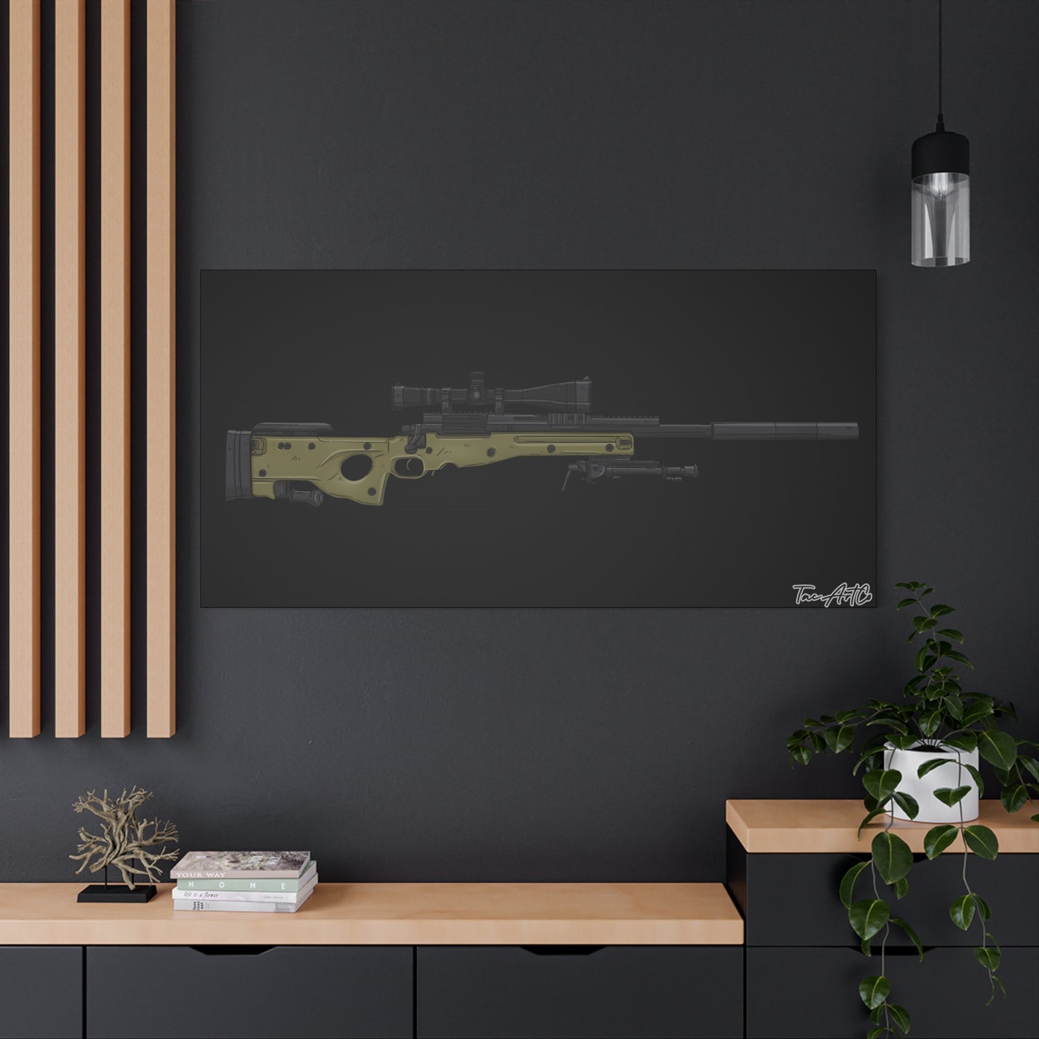 M24A3 Sniper Rifle – Canvas Print (Black Background)