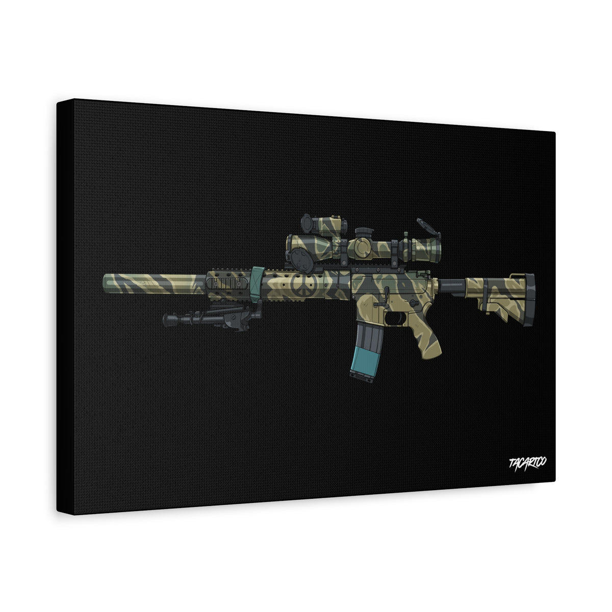 Tiger Stripe AR-15 - Canvas Print (Black Background)