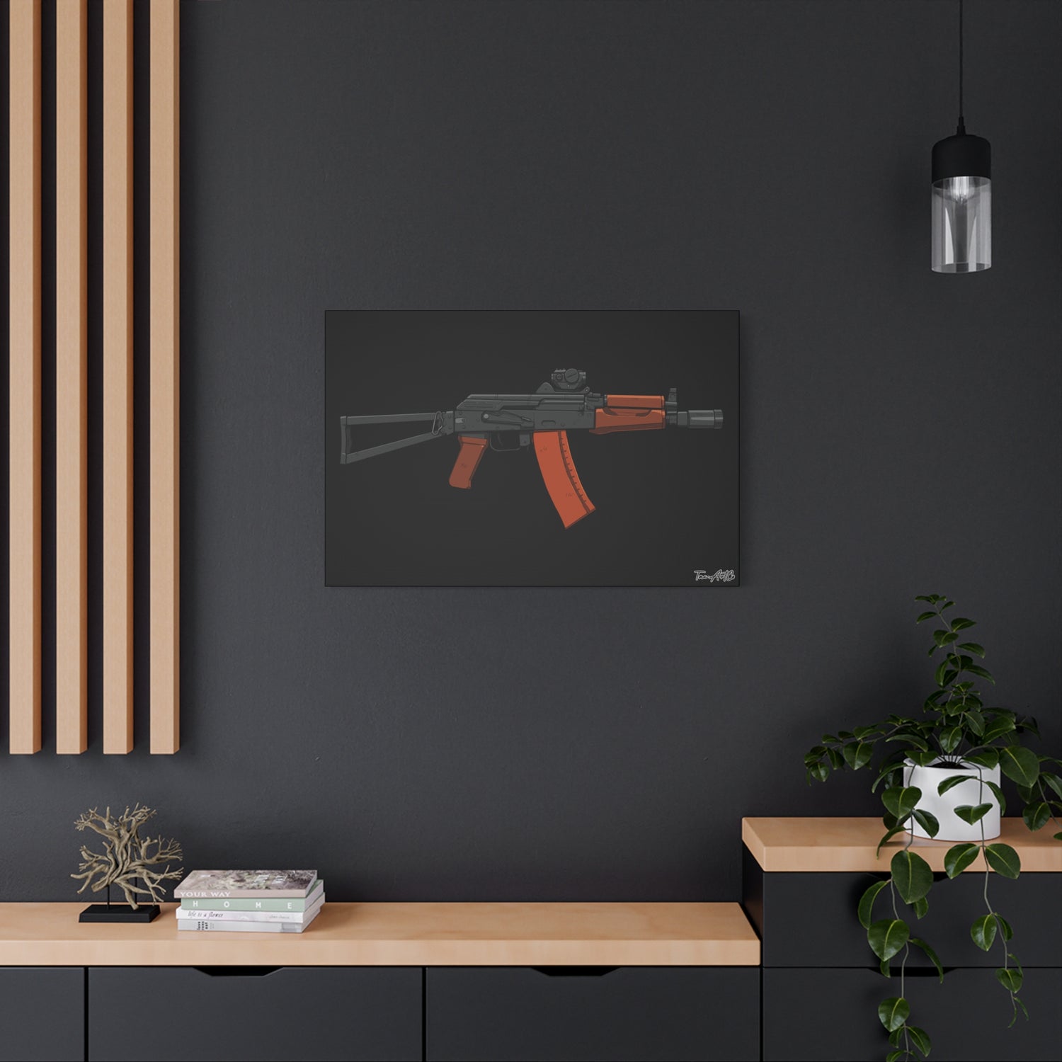 AKS-74U Krinkov – Shorty AK Rifle Canvas Print (Black Background)