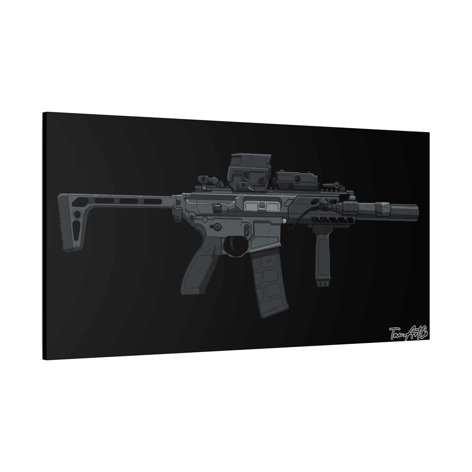 SIG MCX – Compact Rifle Canvas Print (Black Background)