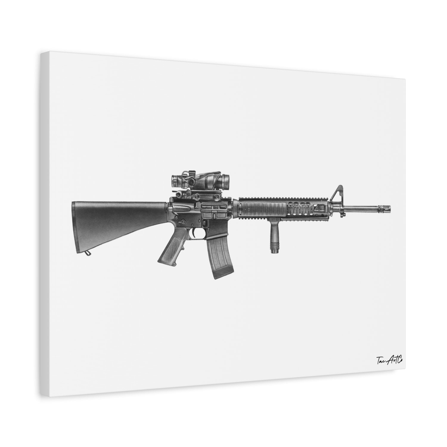 M16A4 Rifle – Pencil-Style Canvas Print