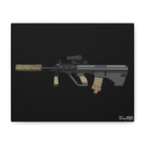 Steyr AUG – Bullpup Rifle Canvas Print (Black Background)