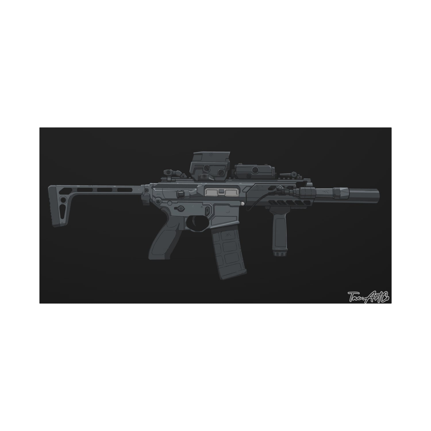 SIG MCX – Compact Rifle Canvas Print (Black Background)