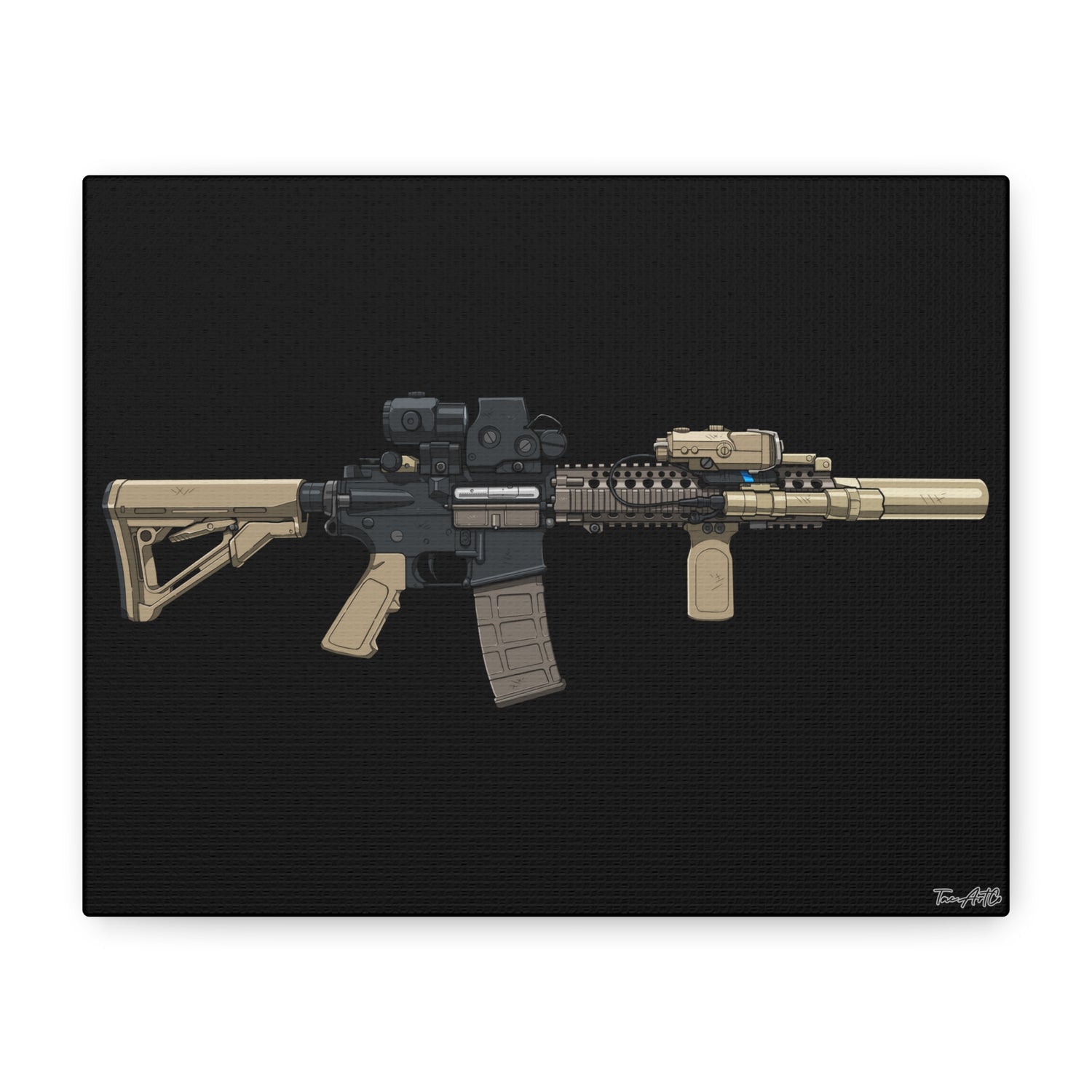 MK18 – Close Quarters King Canvas Print (Black Background)