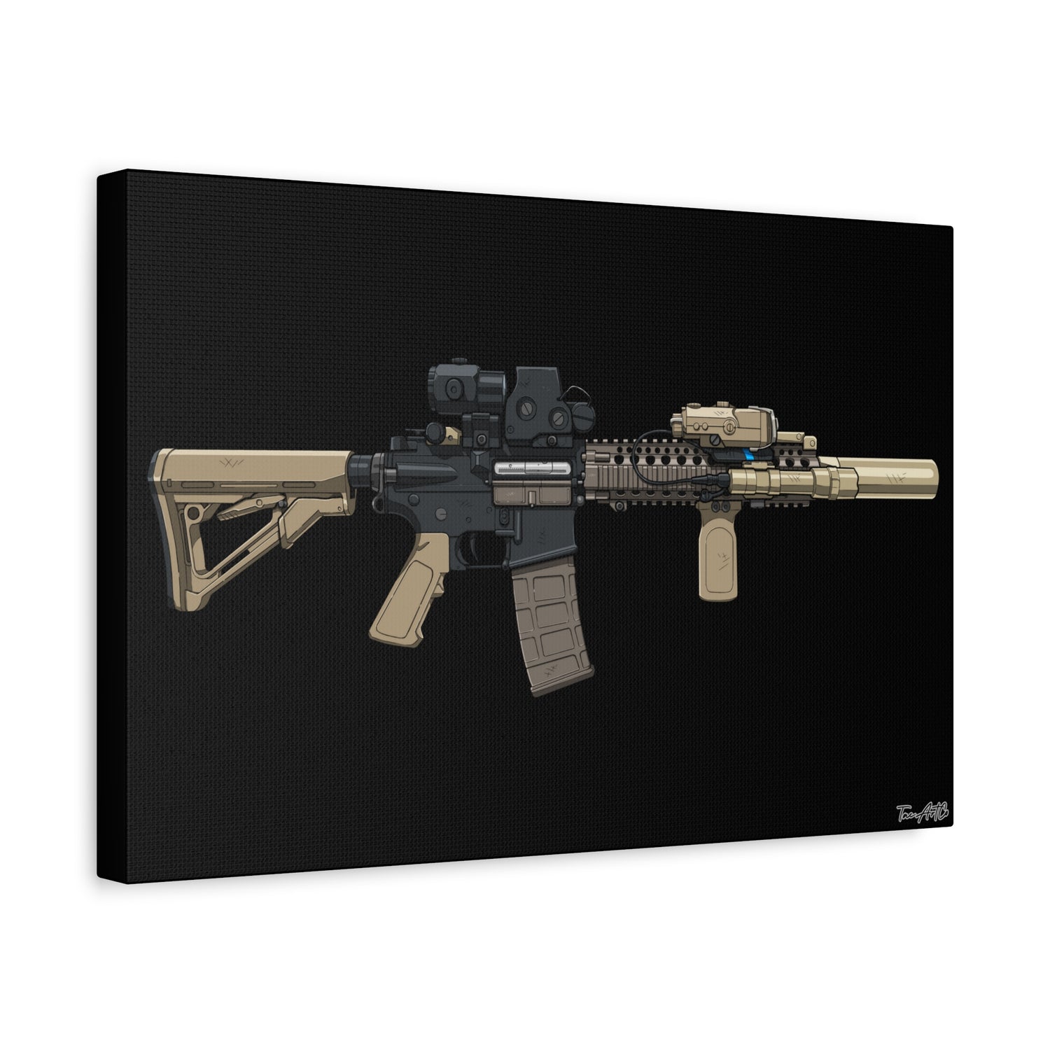 MK18 – Close Quarters King Canvas Print (Black Background)