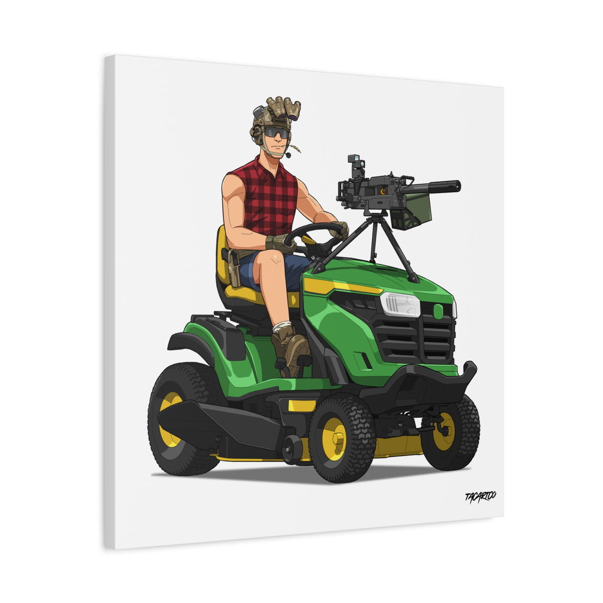 Freedom Cuts Tactical Lawn Mower - Canvas Print (White Background)