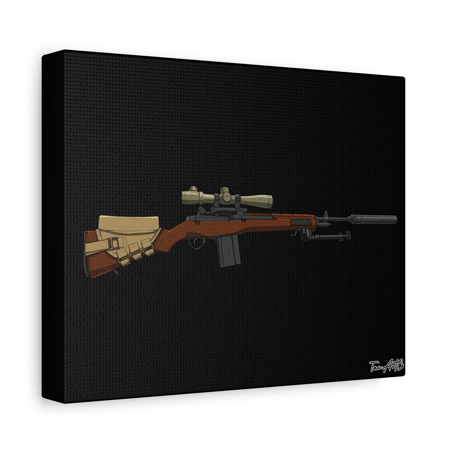 Classic M14 Rifle – Canvas Print (Black Background)