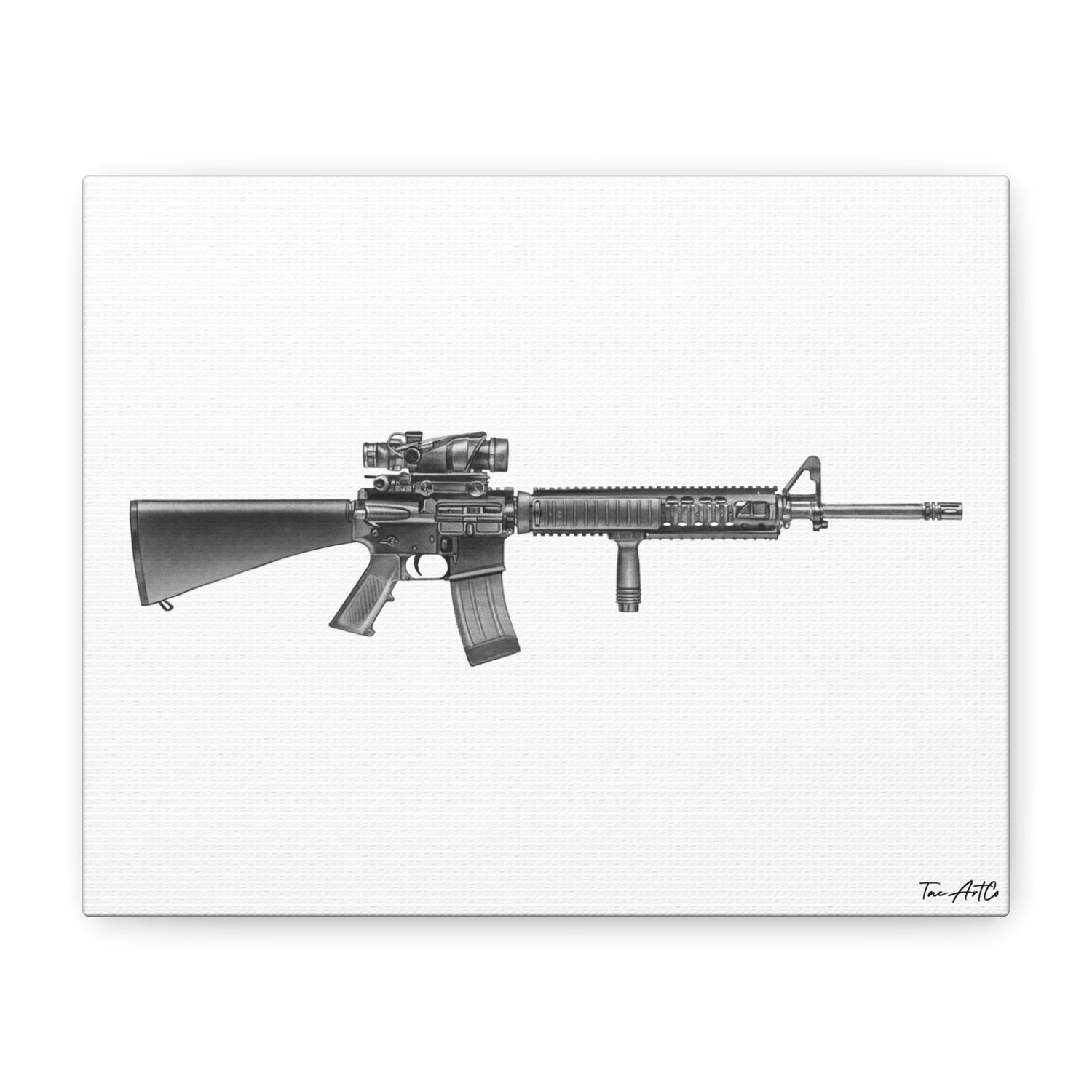 M16A4 Rifle – Pencil-Style Canvas Print