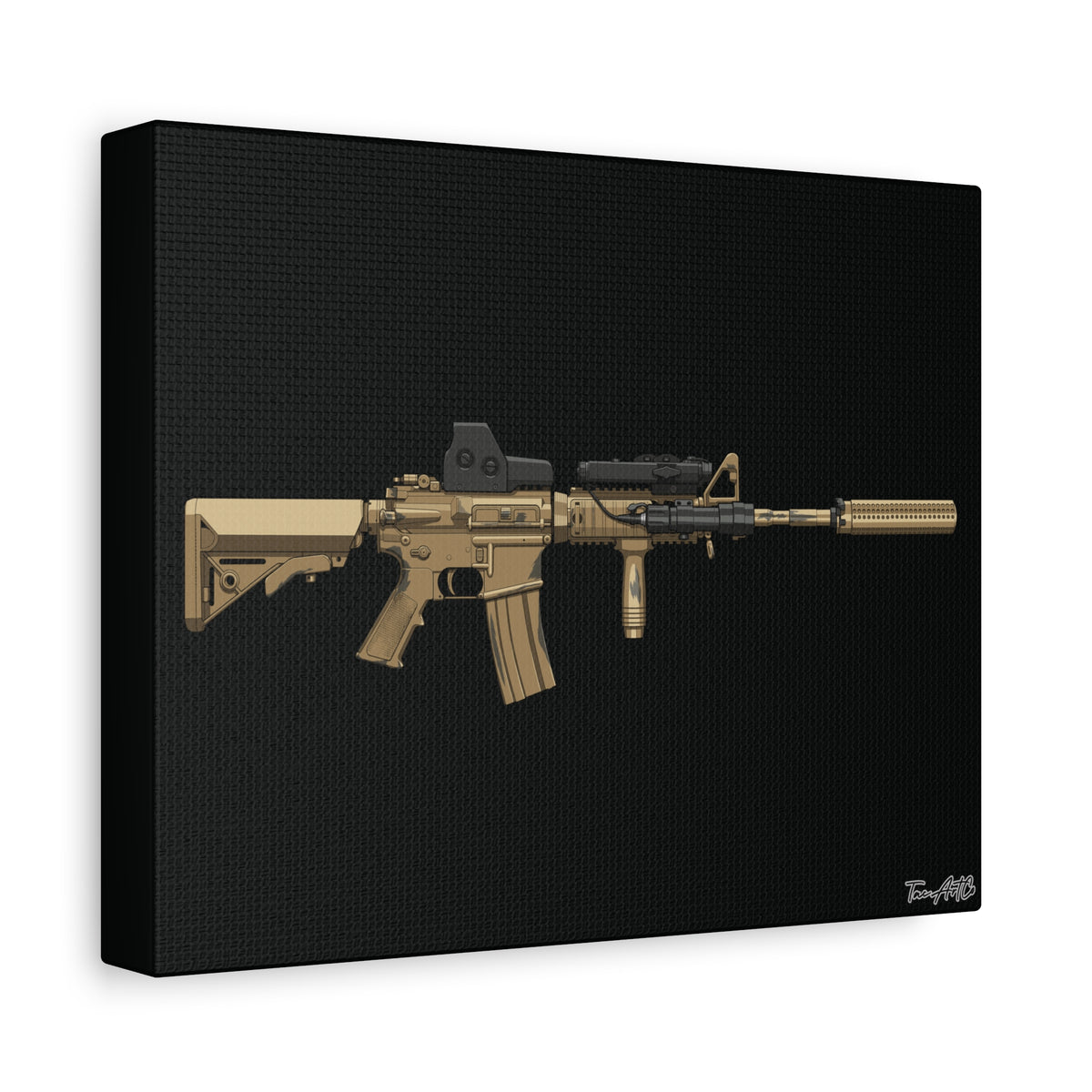 M4A1 Block I (Mod1) - Canvas Print (Black Background)