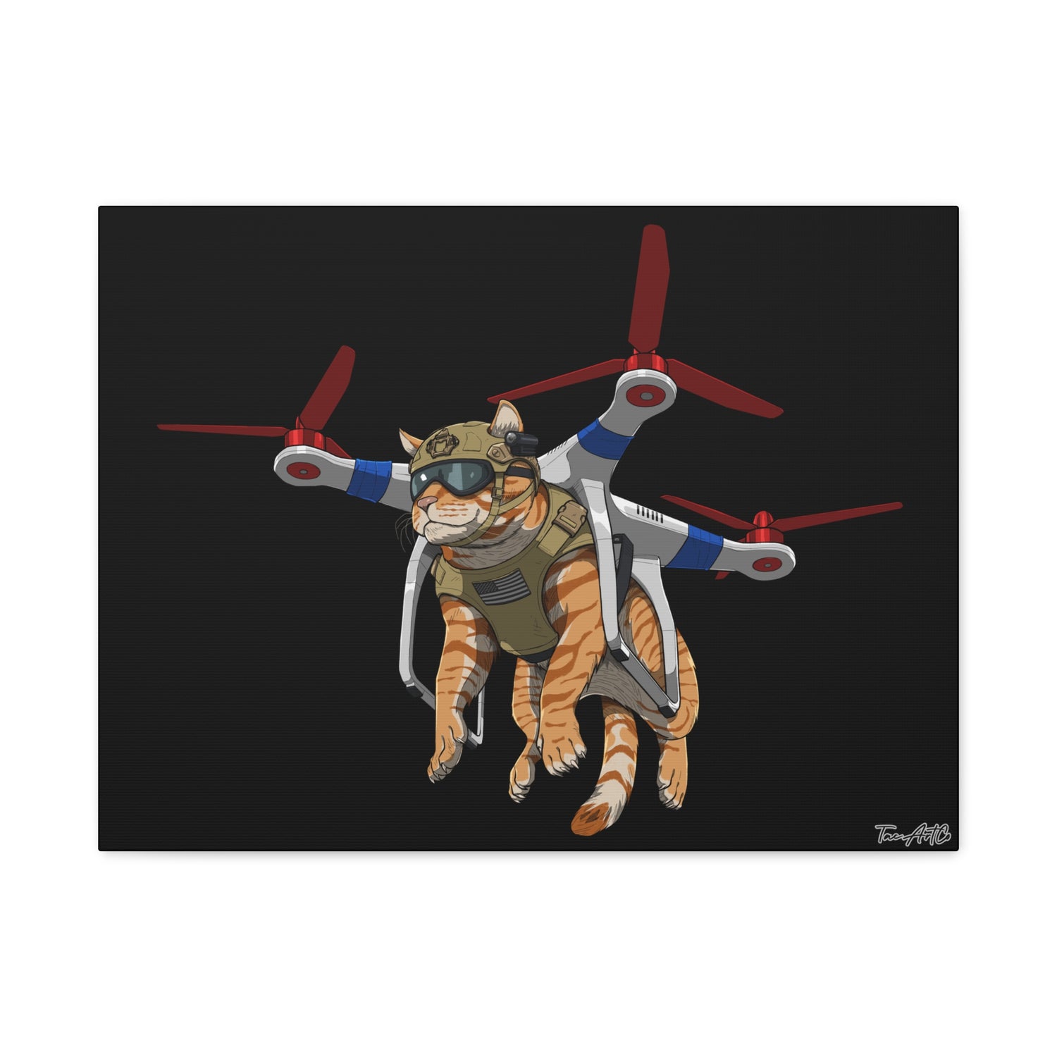 Assault Cat – Feline Strike Team Canvas Print (Black Background)