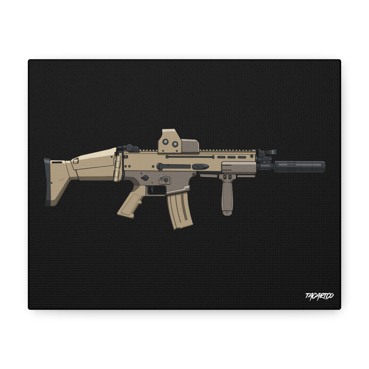 FN SCAR-L Short Barrel - Canvas Print (Black Background)