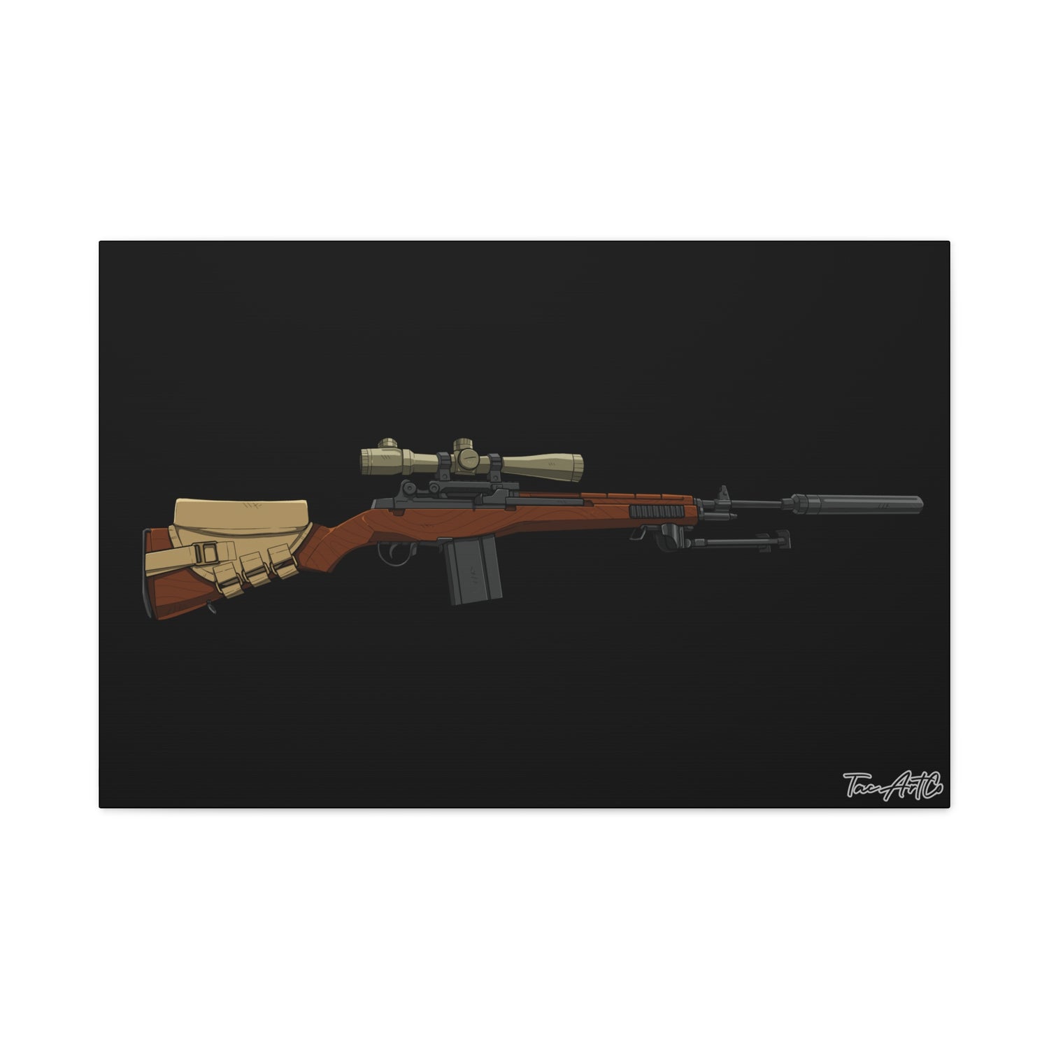 Classic M14 Rifle – Canvas Print (Black Background)