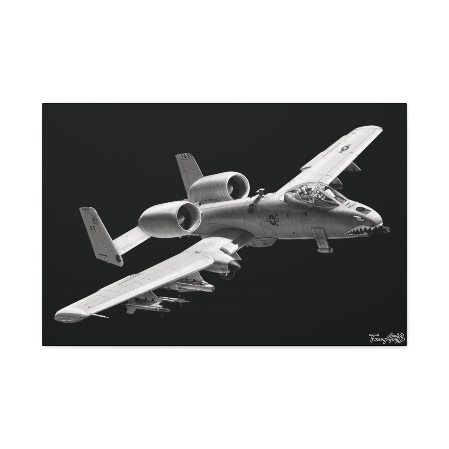 A-10 Warthog – Canvas Print (Black Background)