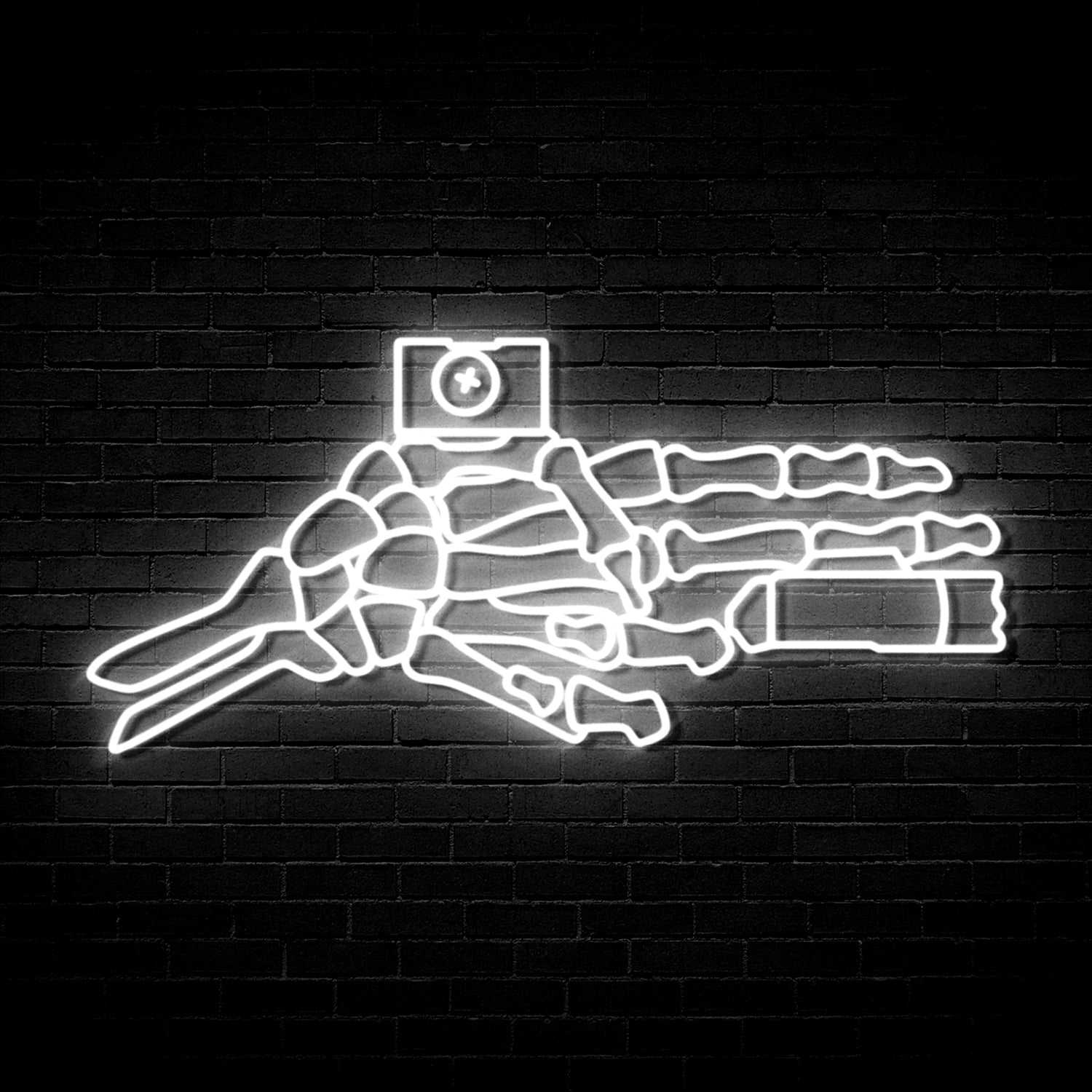 Skeleton Finger Gun v1 - Neon Sign (One Color LED)