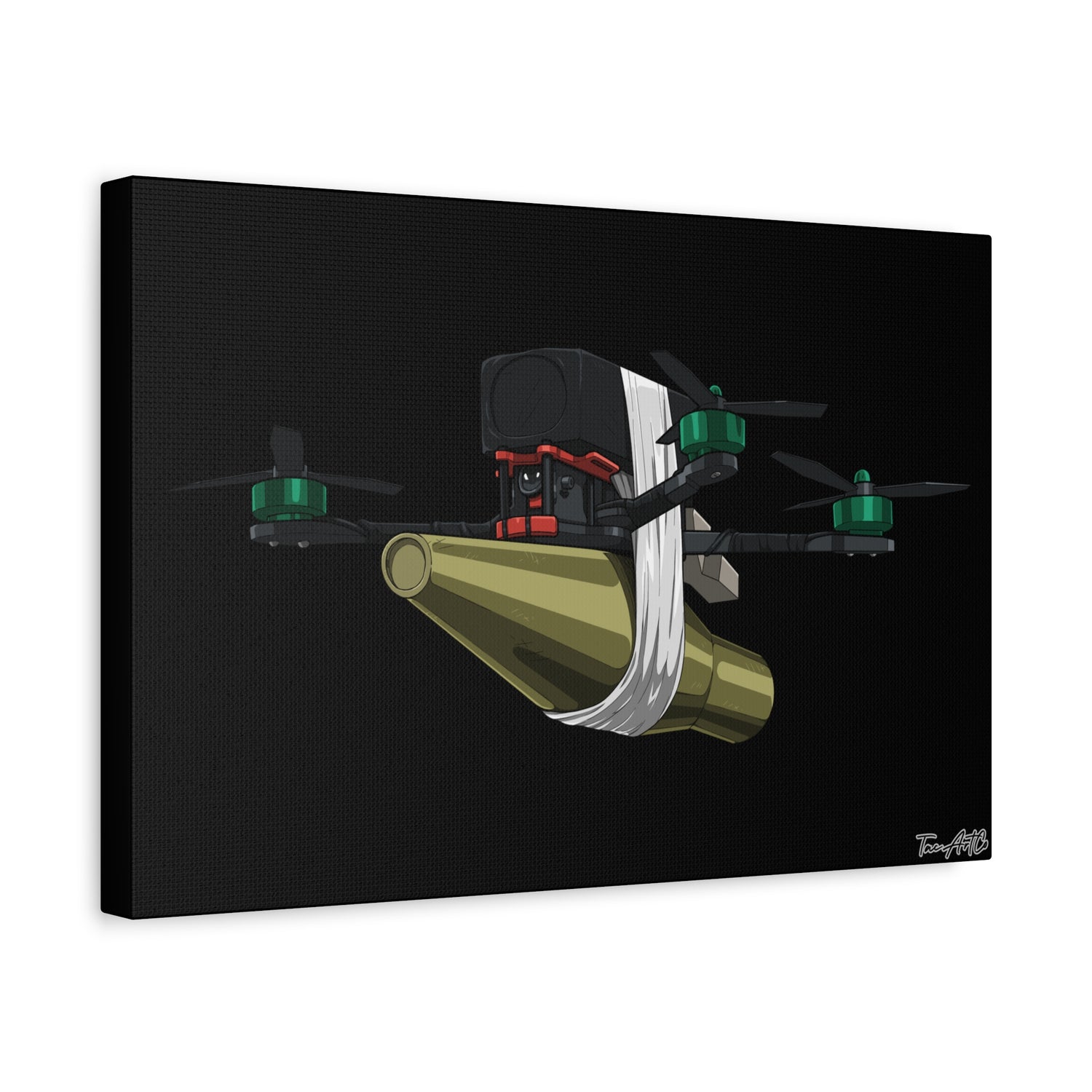 FPV Kamikaze Drone – Canvas Print (Black Background)