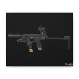 Flux Raider Canvas Print – Sidearm on Steroids (Black Background)