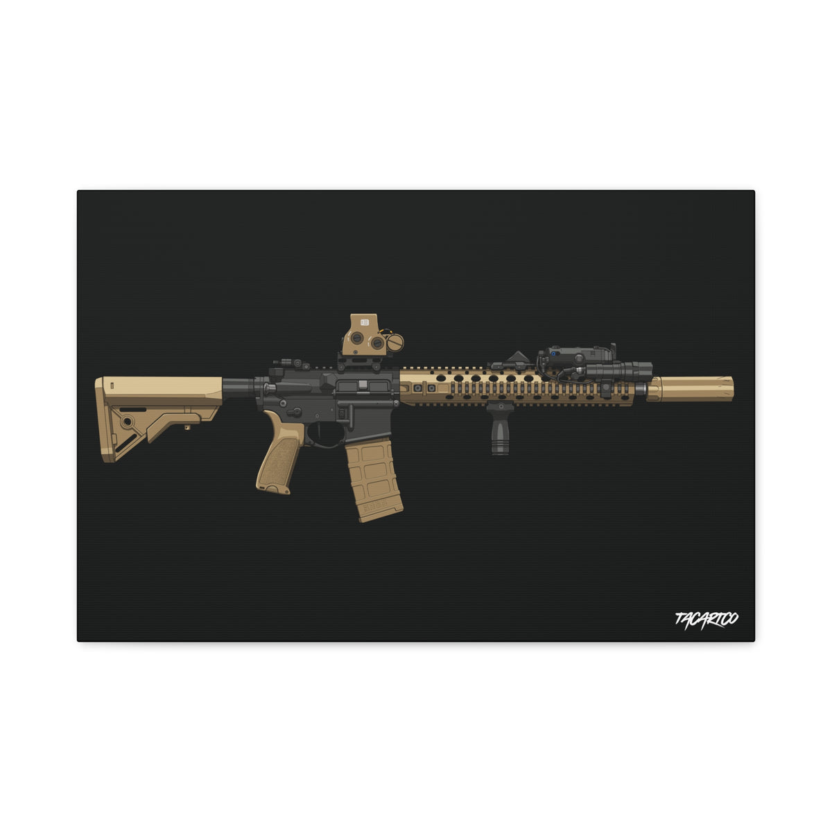 M4A1 Block II - Canvas Print (Black Background)