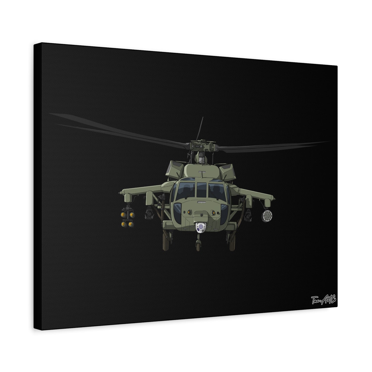 Black Hawk Helicopter – Canvas Print (Black Background)