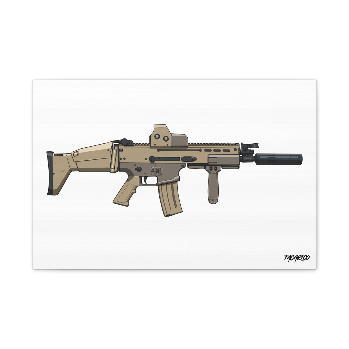FN SCAR-L Short Barrel - Canvas Print (White Background)