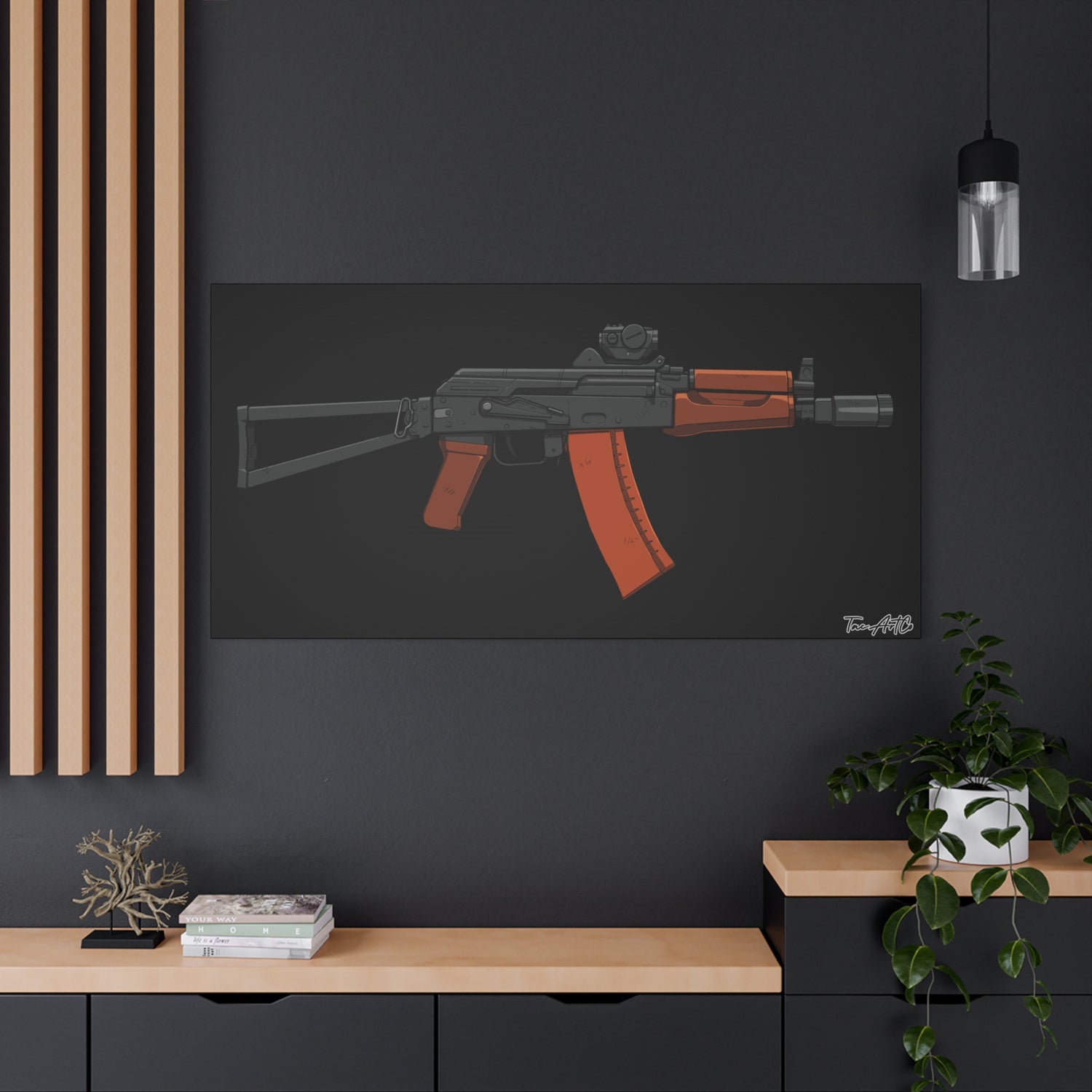 AKS-74U Krinkov – Shorty AK Rifle Canvas Print (Black Background)