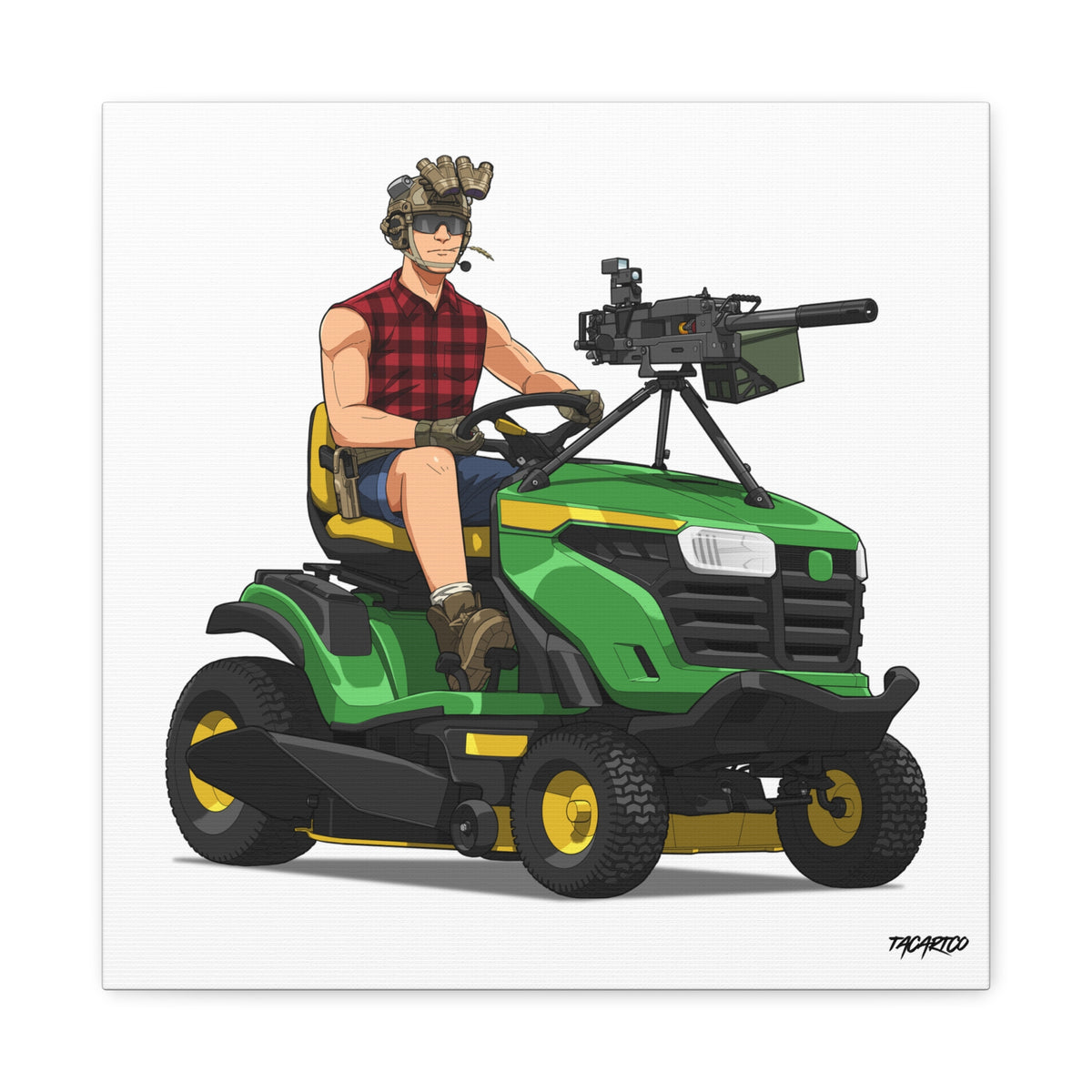 Freedom Cuts Tactical Lawn Mower - Canvas Print (White Background)