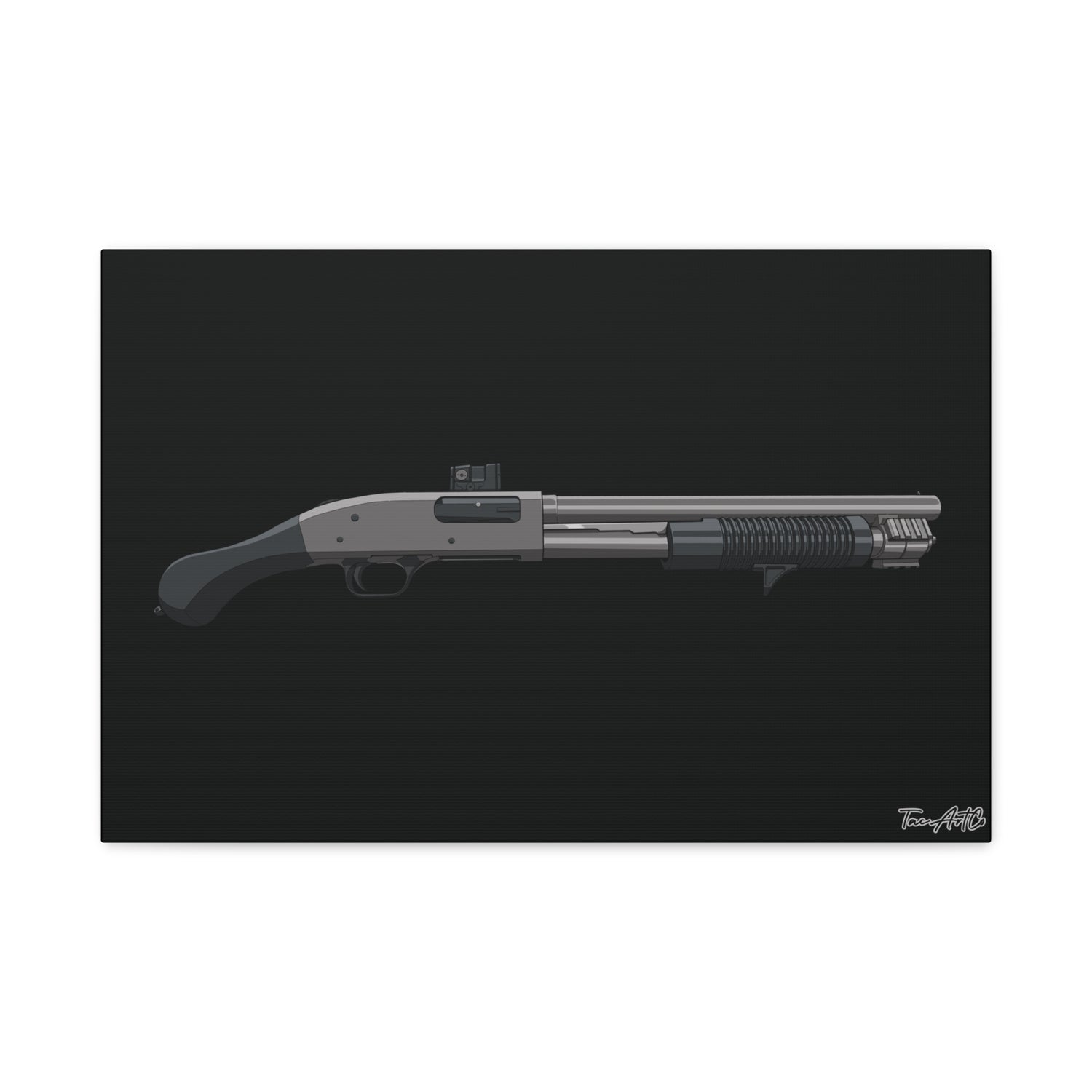 Shorty Mossberg 590A1 – Canvas Print (Black Background)