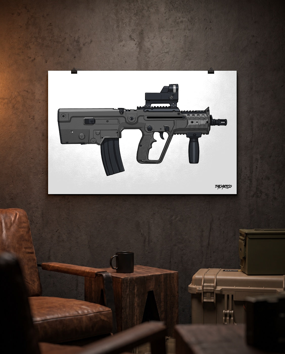 IWI X95 - Matte Poster (White Background) — TacArtCo lifestyle mockup