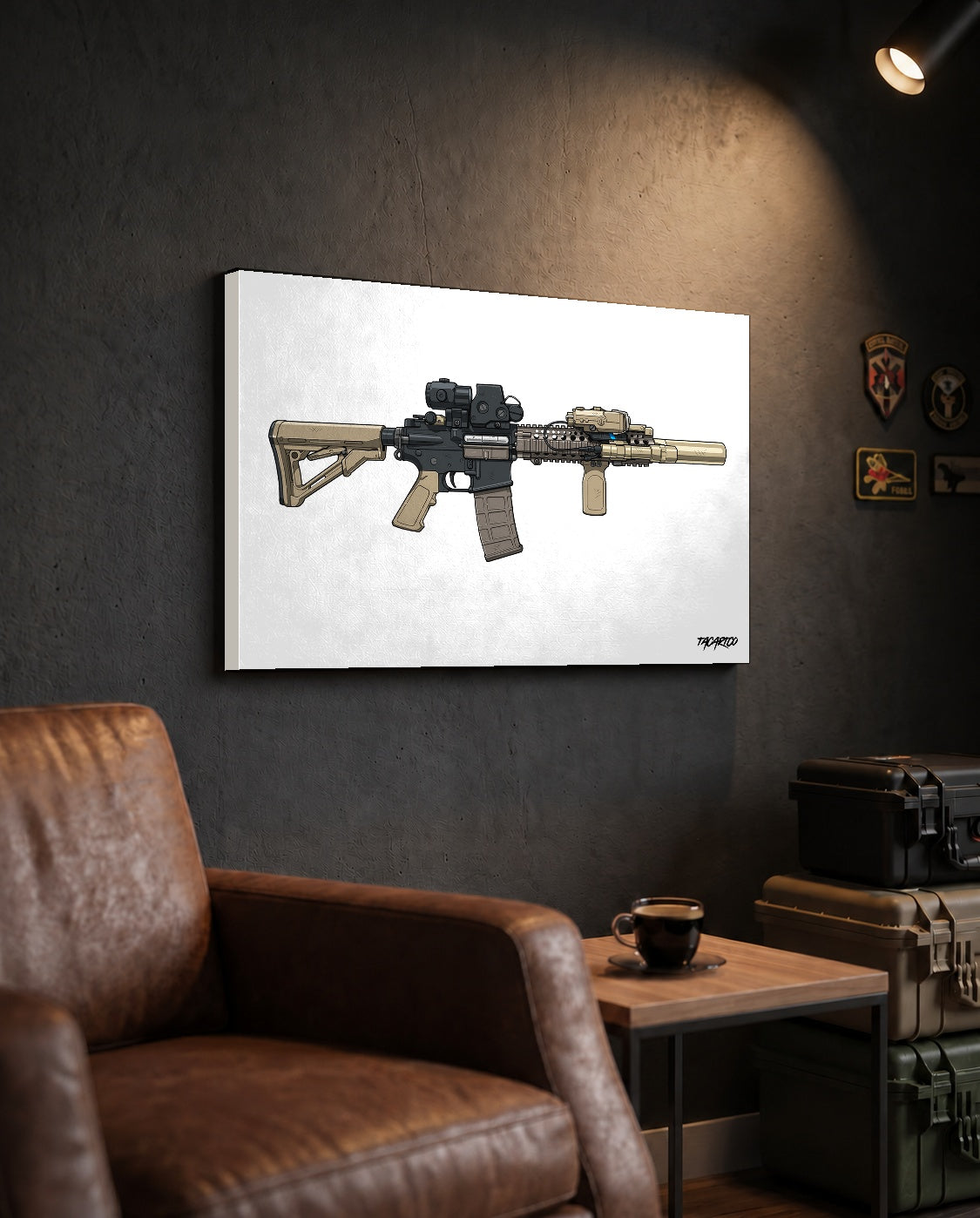 MK18 CQB - Canvas Print (White Background) — TacArtCo lifestyle mockup