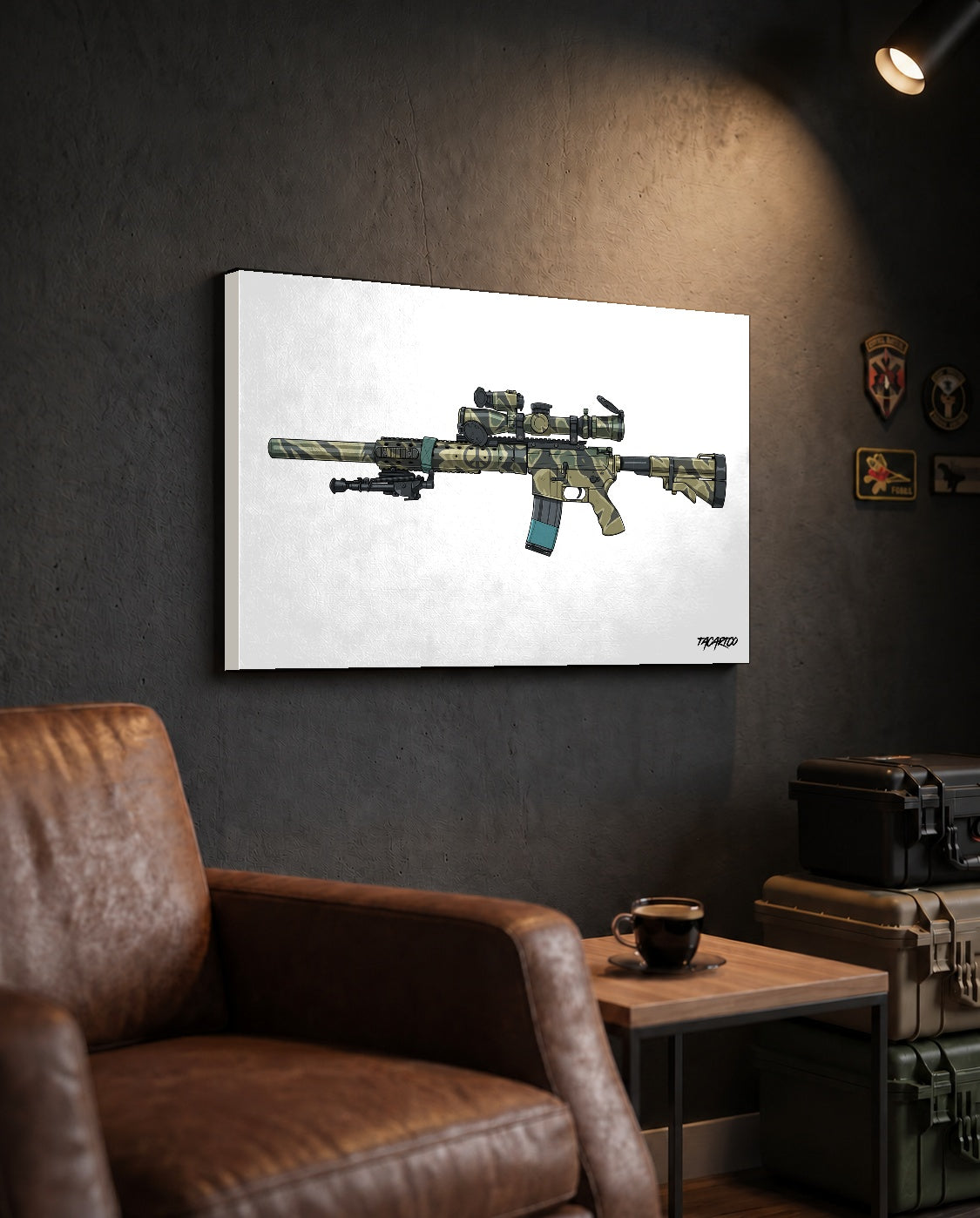 Tiger Stripe AR-15 - Canvas Print (White Background) — TacArtCo lifestyle mockup