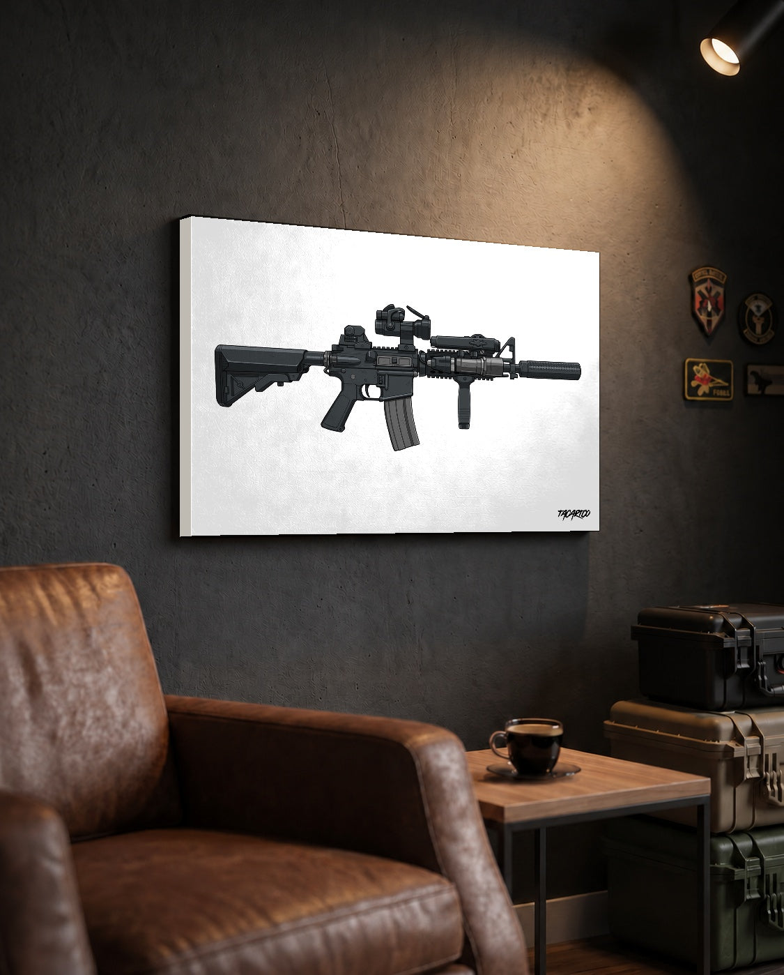 MK18 Mod 0 - Canvas Print (White Background) — TacArtCo lifestyle mockup