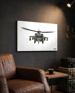 Black Hawk Helicopter - Canvas Print (White Background) — TacArtCo lifestyle mockup
