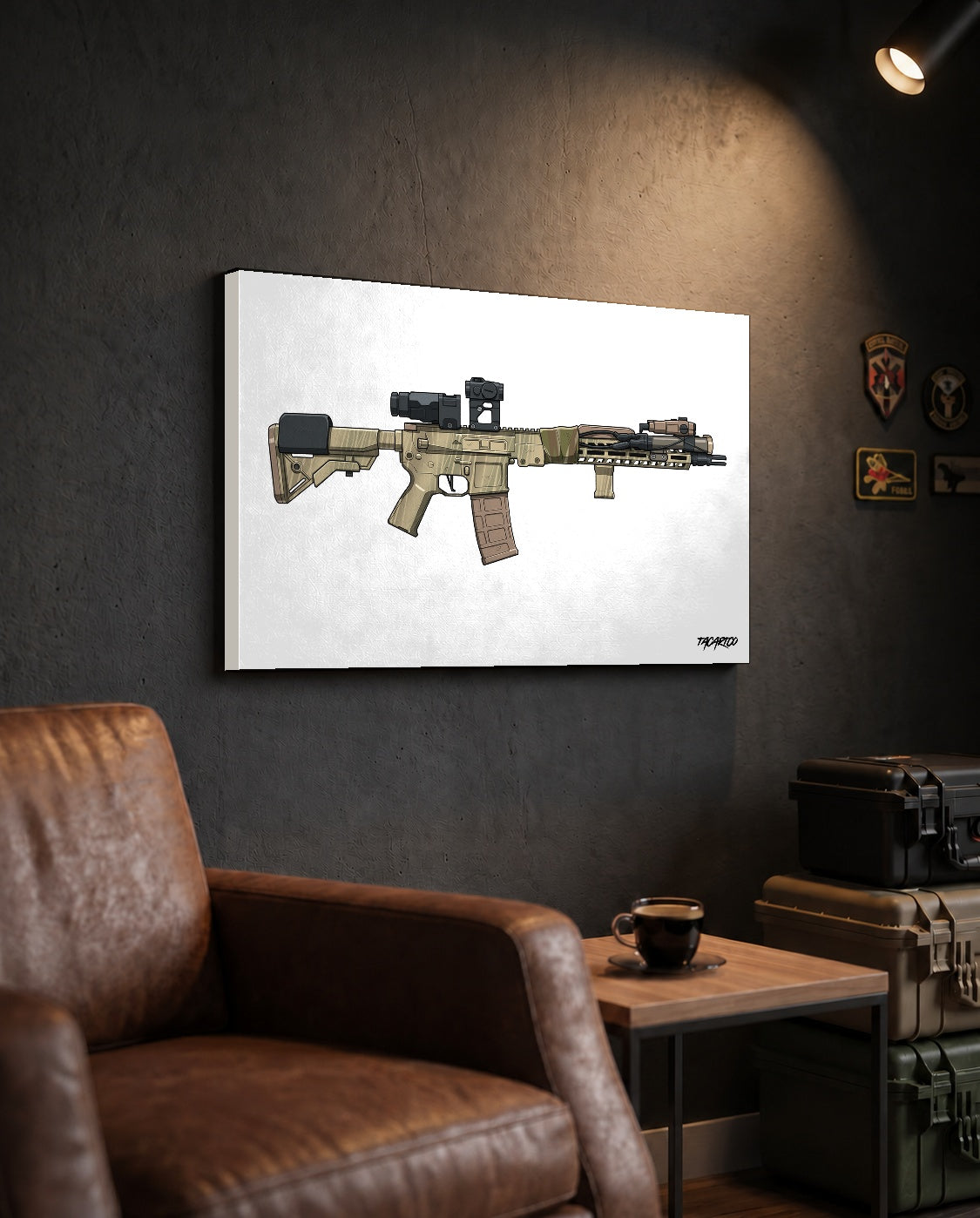Rattle Can AR-15 - Canvas Print (White Background) — TacArtCo lifestyle mockup