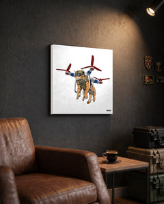 Drone Attack Cat - Canvas Print (White Background) — TacArtCo lifestyle mockup