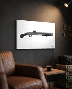 Shorty Mossberg 590A1 - Canvas Print (White Background) — TacArtCo lifestyle mockup
