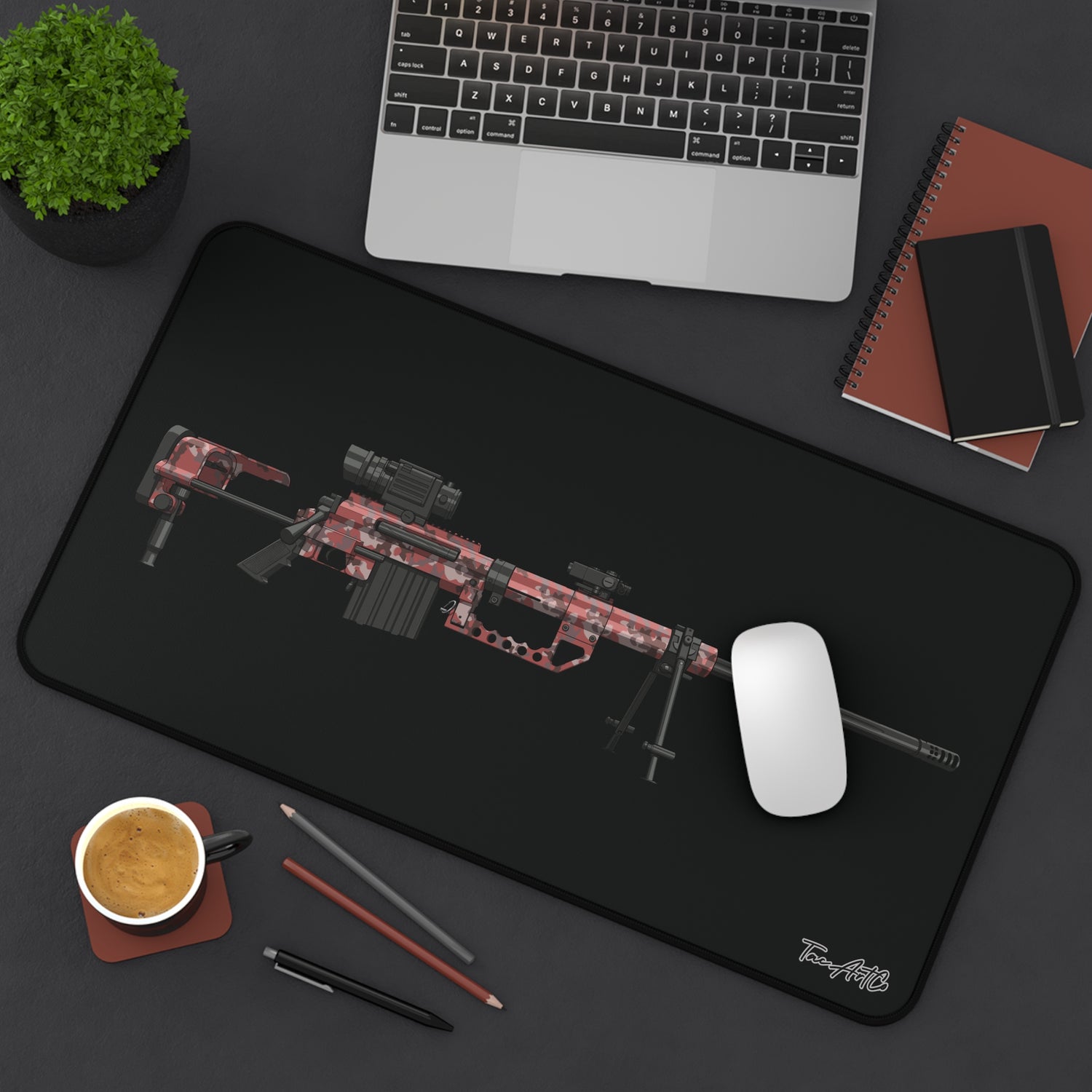M200 Intervention Red Digital Camo - Desk Mat