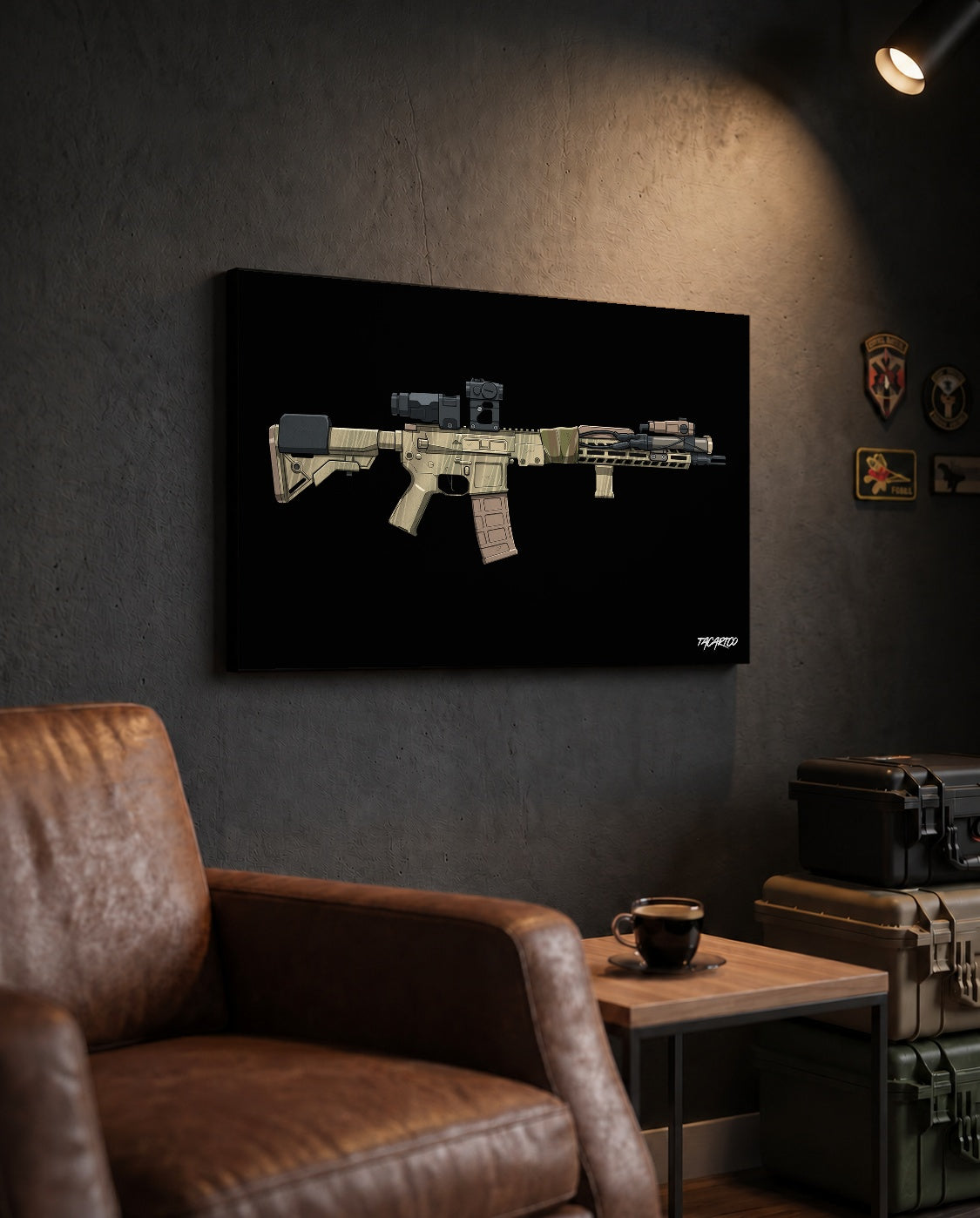 Rattle Can AR-15 - Canvas Print (Black Background) — TacArtCo lifestyle mockup