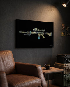 Tiger Stripe AR-15 - Canvas Print (Black Background) — TacArtCo lifestyle mockup