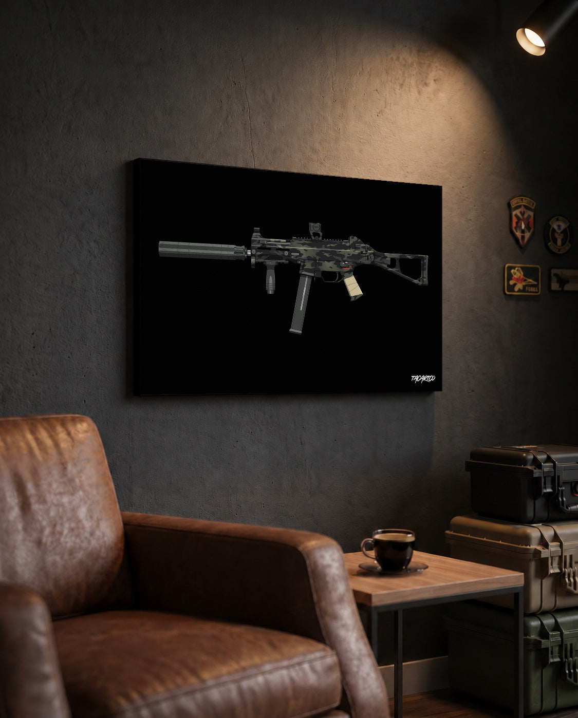 UMP45 - Canvas Print (Black Background) — TacArtCo lifestyle mockup