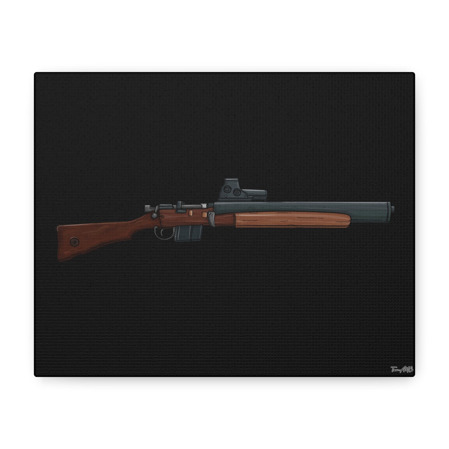 De Lisle Carbine – Suppressed Rifle Canvas Print (Black Background)
