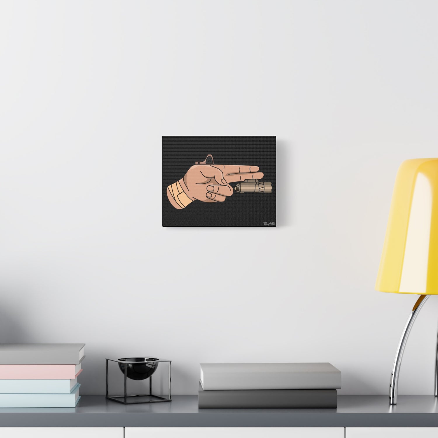 Finger Gun v1 - Canvas Print (Black Background)