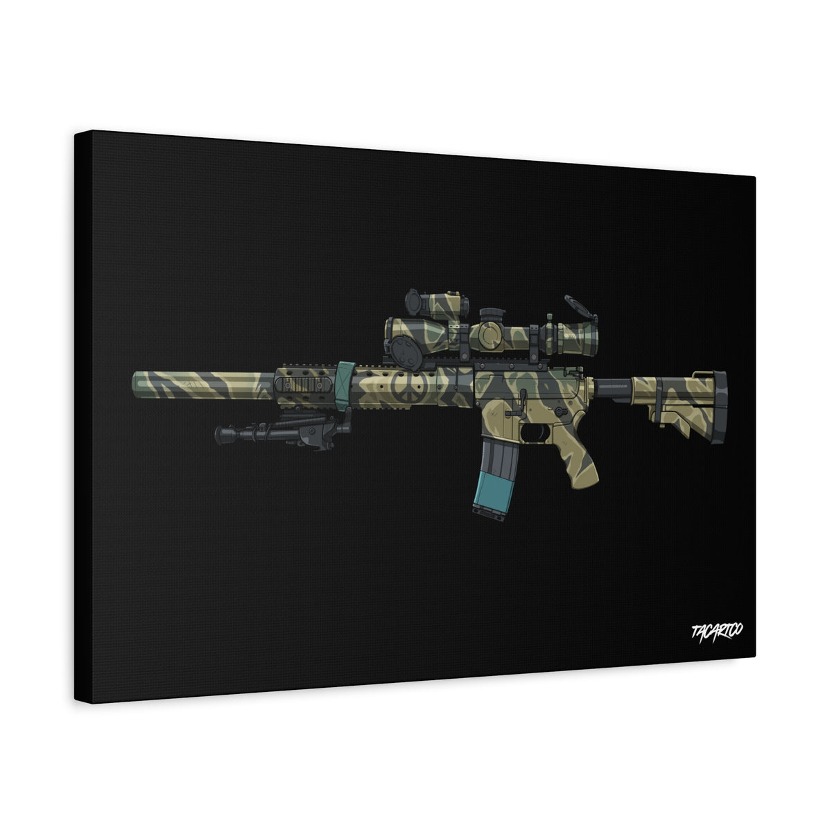 Tiger Stripe AR-15 - Canvas Print (Black Background)
