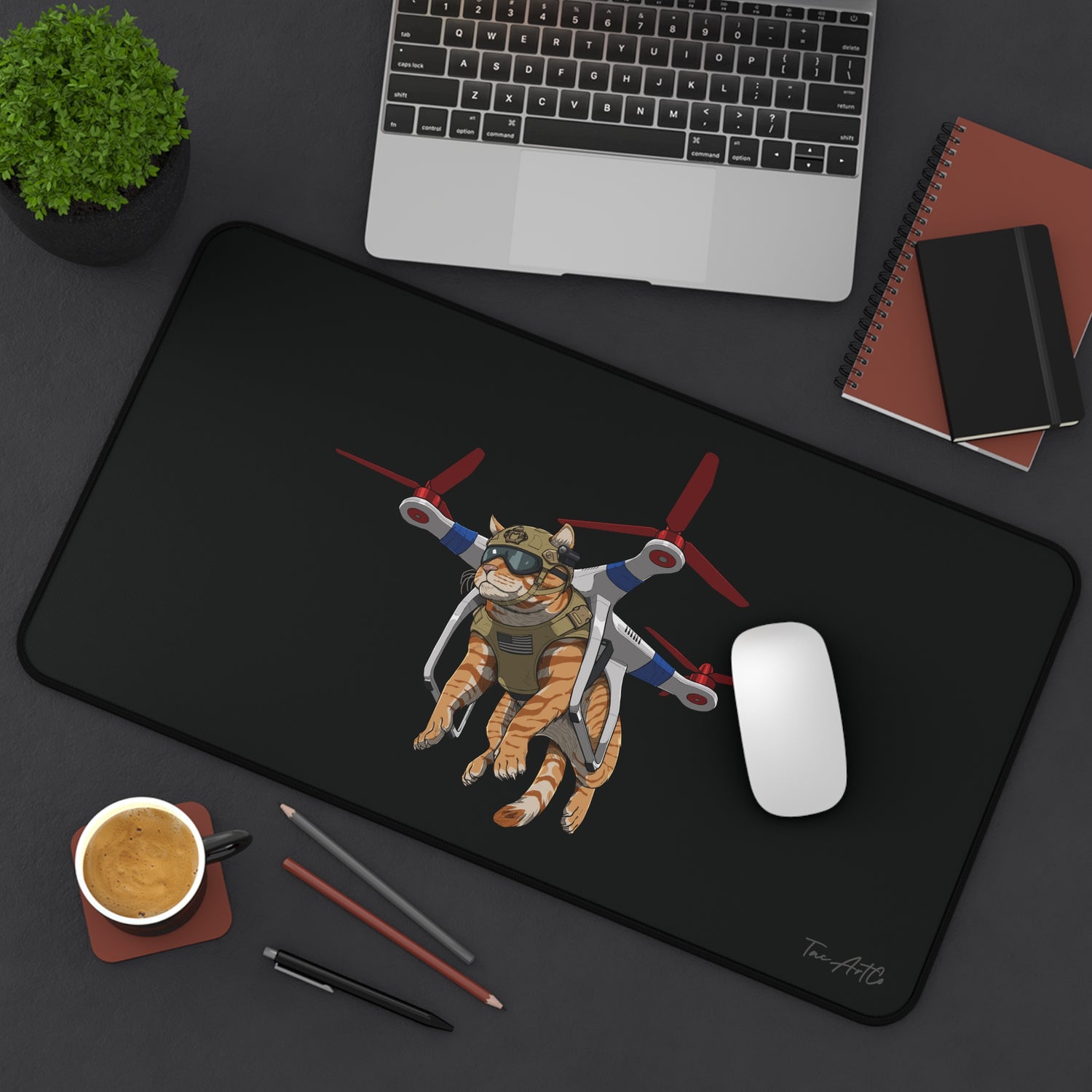 Drone Attack Cat - Desk Mat