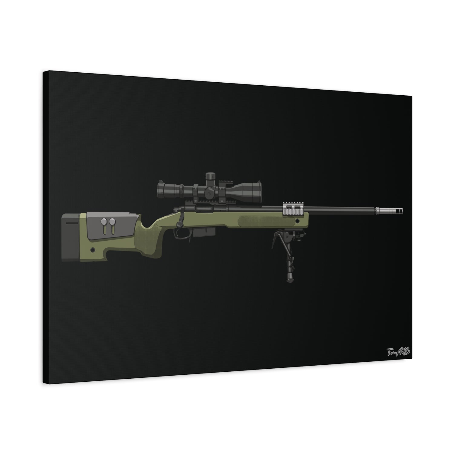 M40A5 Sniper Rifle – Canvas Print (Black Background)